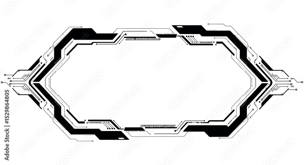 Poster futuristic digital frame with circuit design and tech borders vector illustration