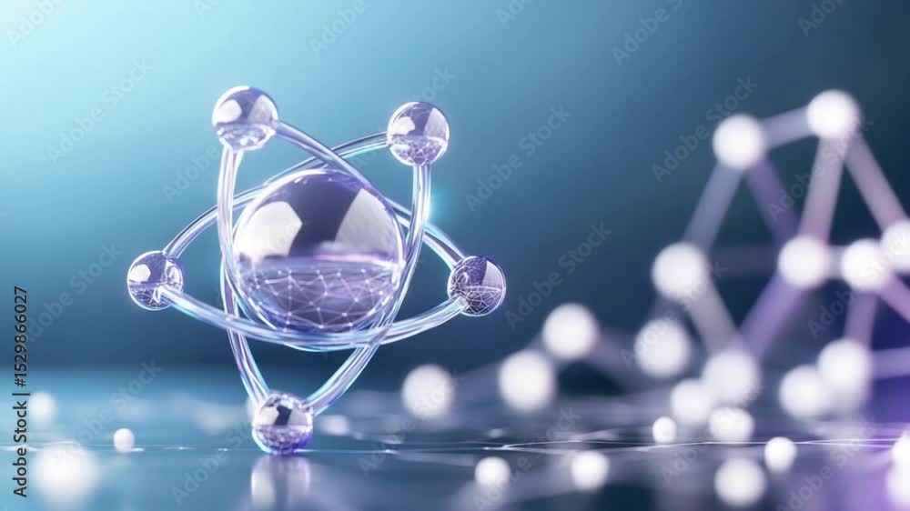 Poster Molecular Structure in Blue Hues: An artistic rendering of a molecule with atoms in a gradient of blues, highlighting the structure's interconnectedness and complexity.