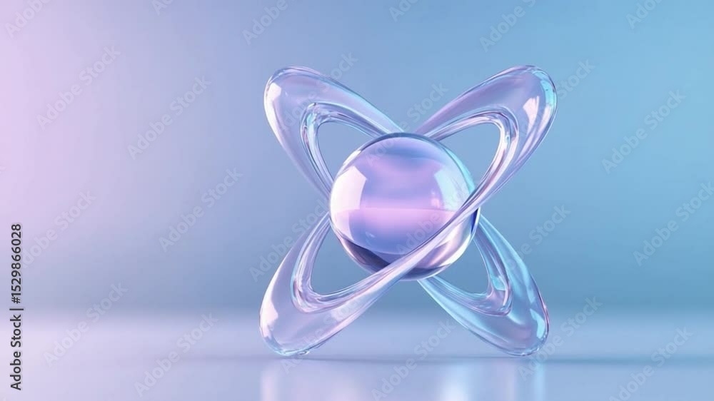 Poster Abstract Orb and Rings: A striking, ethereal composition features a luminous orb encircled by intertwining, translucent rings. A fusion of form and light, with a gradient backdrop.
