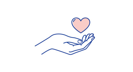 Illustration of hand holding a heart symbolizing care and compassion vector illustration