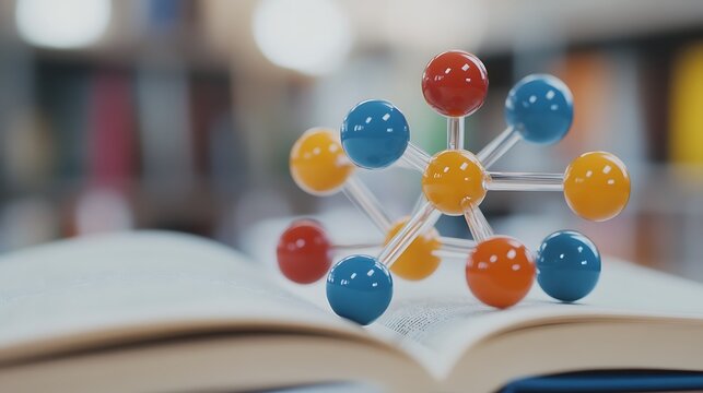A close-up of a molecular structure in a chemistry book