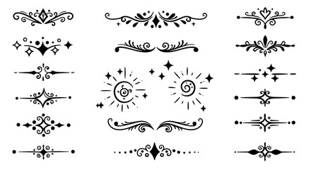 Elegant black ornamental divider and decorative design elements set vector illustration