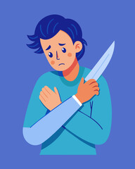 The hug felt strange the victim couldnt shake off the feeling of a cold blade pressed against their back.. Vector illustration