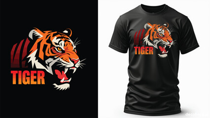 Fierce tiger head graphic on a black tshirt design