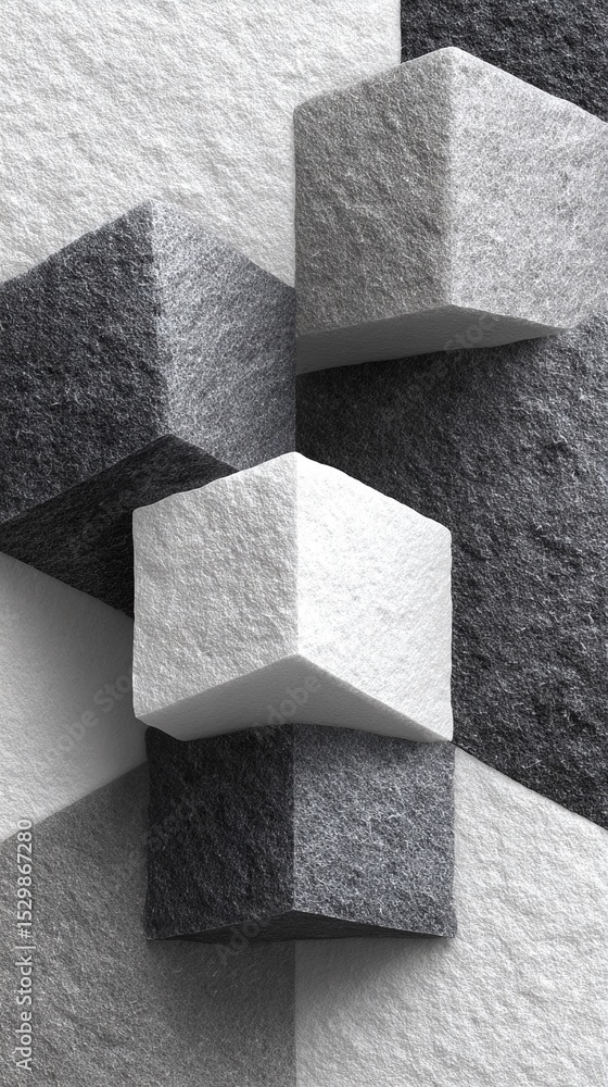 Poster abstract gray and white cubes diagonal pattern texture