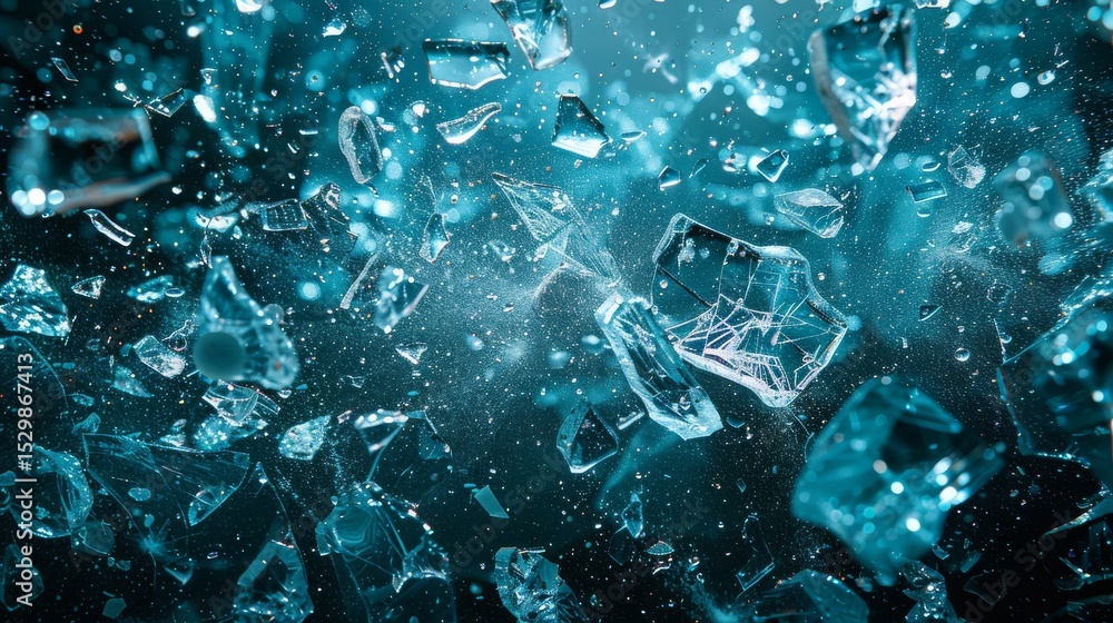 Aufkleber dynamic shards of glass glitter and reflect light, creating an abstract composition that captivates 