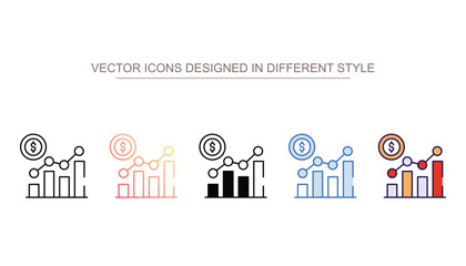 Progress Chart icon design with white background stock illustration