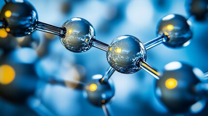A close-up of atoms connecting to form a molecule