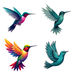Obraz premium Hummingbird Collection 4 Vibrant Illustrations with Transparent Background