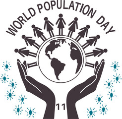 People are standing in a circle on globe population day illustration design