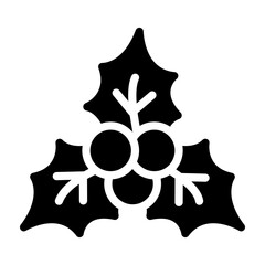 Christmas Holly Berry Vector Glyph Icon Design