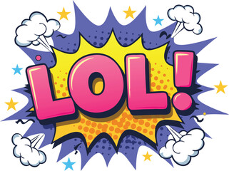 LOL Comic Book Style Text Graphic Fun Laughter Pop Art Design Element