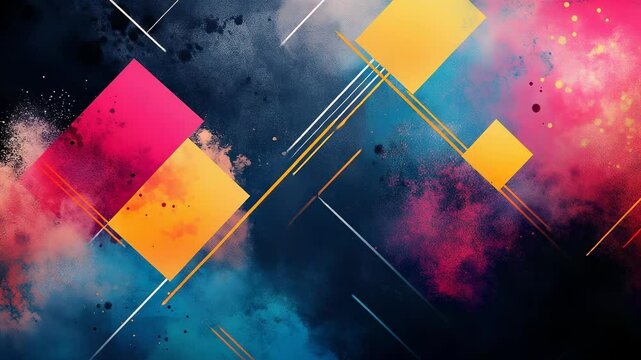 Abstract background with geometric shapes and colorful smoke effect for modern design