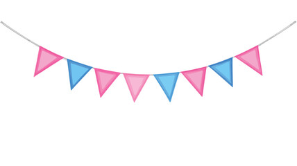 Colorful Blue and Pink Bunting Flags Vector Isolated Design Element