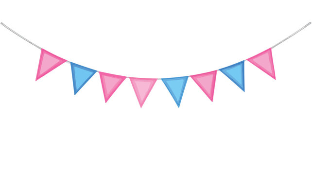 Colorful Blue and Pink Bunting Flags Vector Isolated Design Element - Powered by Adobe