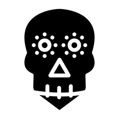 Mexican Skull Vector Glyph Icon Design
