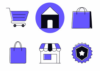 Business Concept illustrations. Collection of shoping icon
