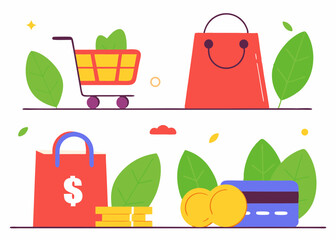 Business Concept illustrations. Collection of shoping icon