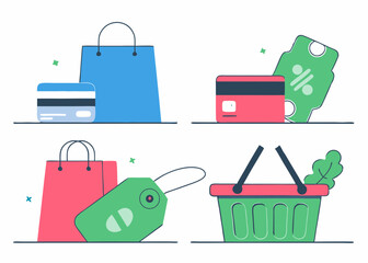 Business Concept illustrations. Collection of shoping icon
