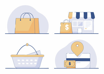 Business Concept illustrations. Collection of shoping icon