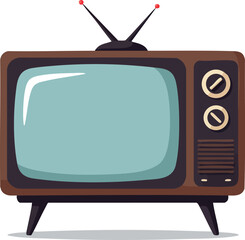 Retro television set with antennas vintage style brown and blue screen vector illustration 