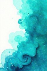 Swirling blue-green watercolor wash Abstract texture ideal for web banners , palette, background