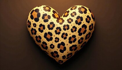 Intricate heart formed from overlapping leopard spots, rich brown and beige tones , brown, heart