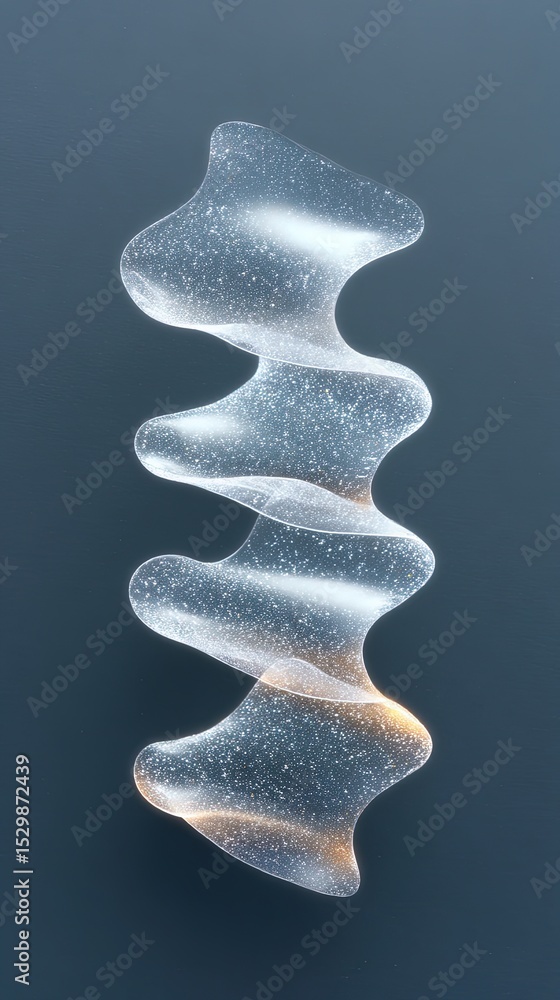 Poster abstract plastic curl floating over a grey background