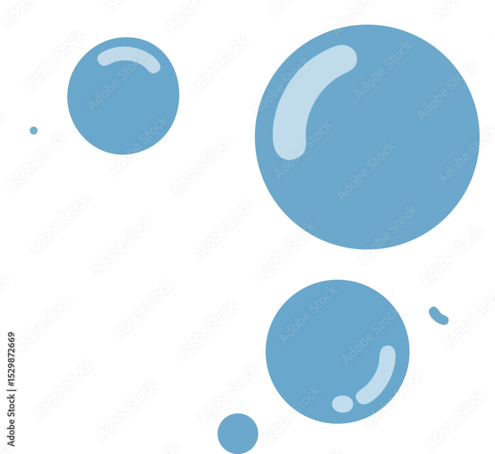Poster blue bubbles cluster vector illustration with glossy highlights and soft shading effects