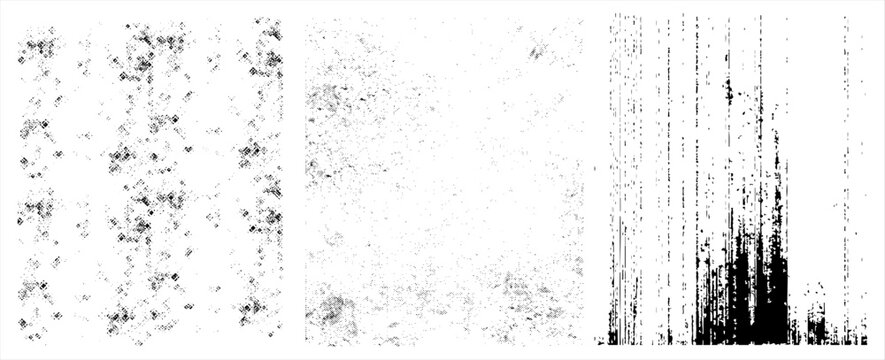 Grunge overlay texture set. Different types of texture stamps. Rough black and white texture vector. Paint texture with spray effect and drop ink splashes