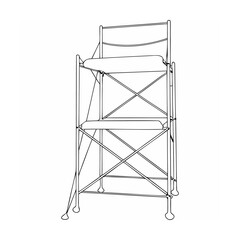 Detailed line drawing of a classic folding director's chair isolated on a white background