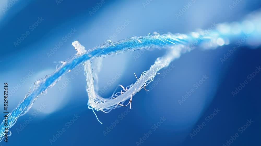 Poster close-up view of a toothbrush hanging from a string, ready for use.