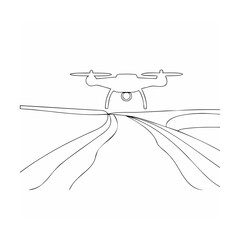 Vector illustration of a drone flying above a road network concept of aerial transportation
