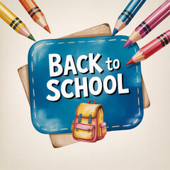 Bright illustration with colorful pencils and a cheerful Back to School sign, perfect for classroom decor and school invitations.