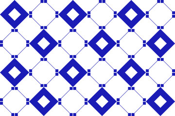 Mexican seamless geometric pattern with square. Mexico ceramic tile in blue. Vector illustration. Mosaic design art.