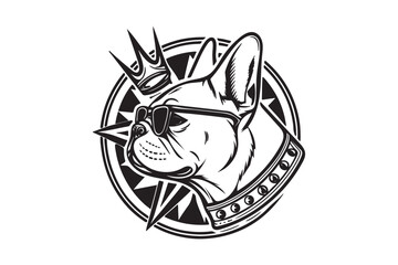 Cool French Bulldog Logo – Streetwear Style Vector Design with Crown and Sunglasses