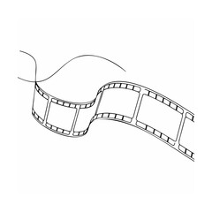 Fototapeta premium Simple black and white vector illustration of a wavy film strip in motion design
