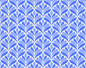 Abstract retro floral seamless pattern. Vector vintage flower art deco texture. Geometric minimalist background.