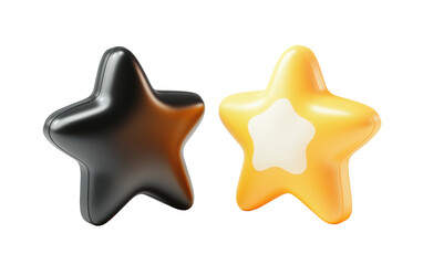 Obraz premium Two stars, one black and one yellow, are shown side by side