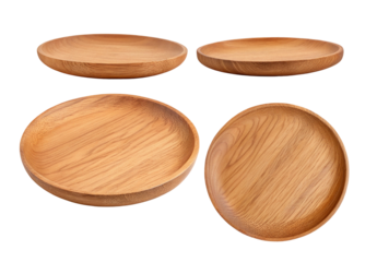 Wooden plates set round shallow dish serving tray food photography kitchenware rustic style home decor