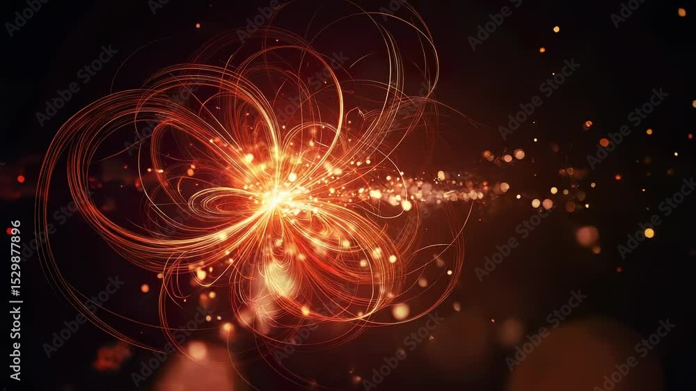 Poster abstract warm light energy explosion with sparkles and fractal background