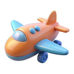 3d cartoon airplane toy render isolated on transparent background