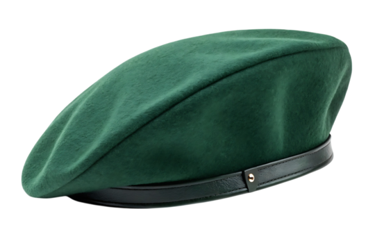 Green military beret isolated on transparent background - Powered by Adobe