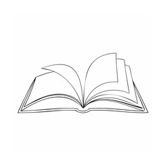 Simple line drawing of an open book depicting knowledge learning and education