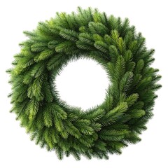 Lush Green Christmas Wreath Photorealistic Image of Evergreen Garland