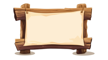 Blank Wooden Signboard with Paper for Custom Messages - Vector Illustration