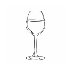 Elegant single line drawing of a wine glass with a simple modern minimalist style
