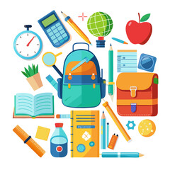 Back to school items flat lay