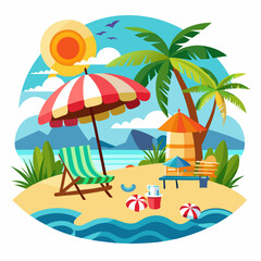 Beach vacation with umbrella