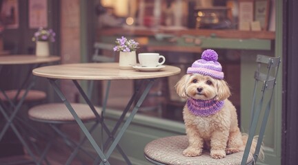 dog in a cafe